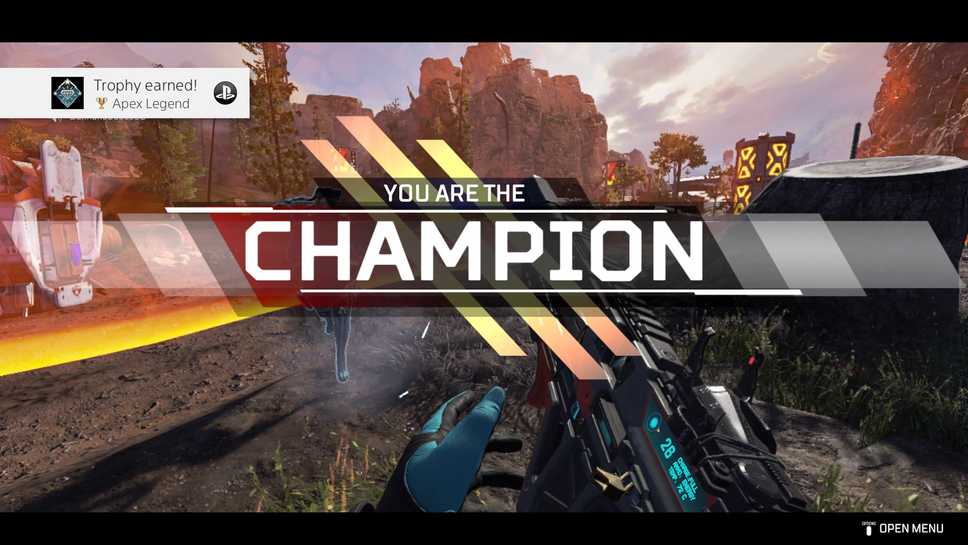 Apex Legends win screen with the words "You are the champion"